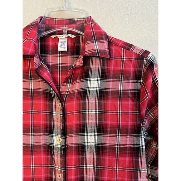 NWOT VICTORIAS SECRET‎ DREAMER  PRETTY RED PLAID   NIGHT SHIRT NIGHTGOWN XS - Picture 1 of 7